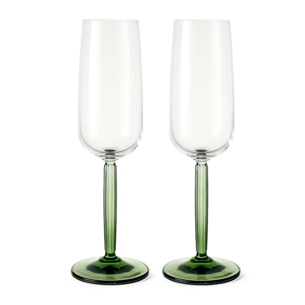 Kähler Design - Hammershøi Champagnerglas, 240 ml (2er-Set), grün im Sale