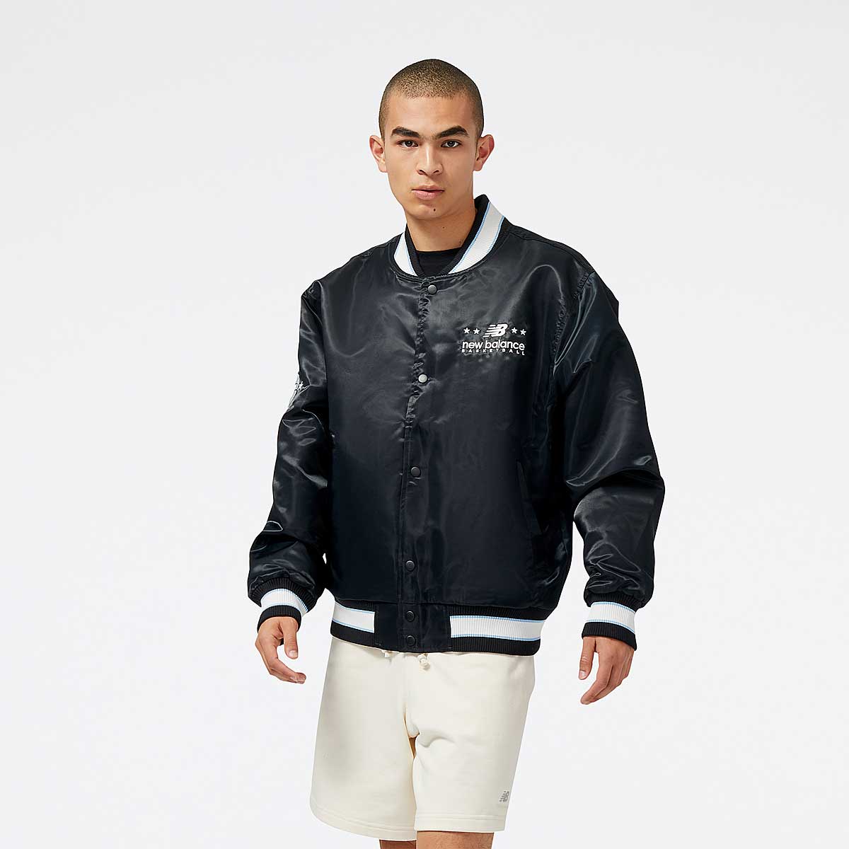 New Balance Hoops Woven Jacket, Schwarz