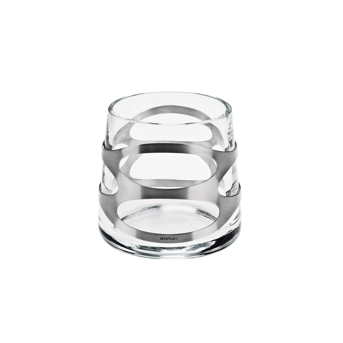 Stelton - Embrace Vase mini, Ø 10 x H 10.5 cm, Glas / Edelstahl