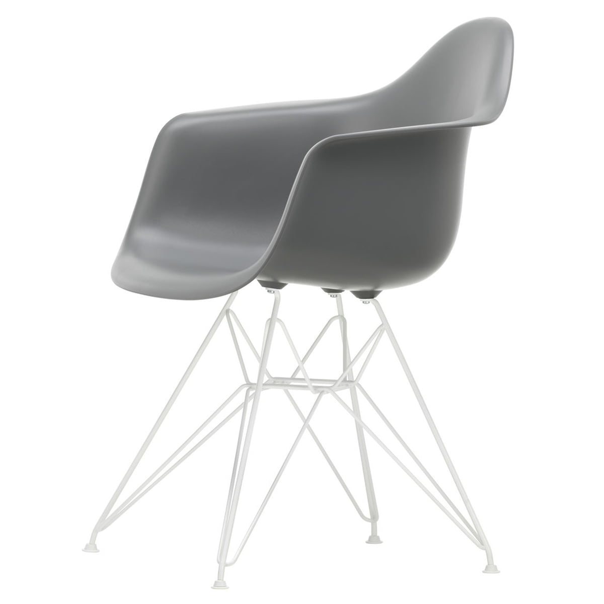 Vitra - Eames Plastic Armchair DAR, weiß / granitgrau (Filzgleiter weiß) im Sale