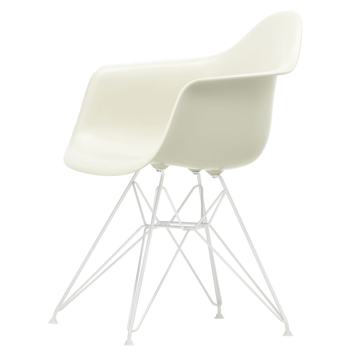 Vitra - Eames Plastic Armchair DAR, weiß / kieselstein (Filzgleiter weiß) im Sale