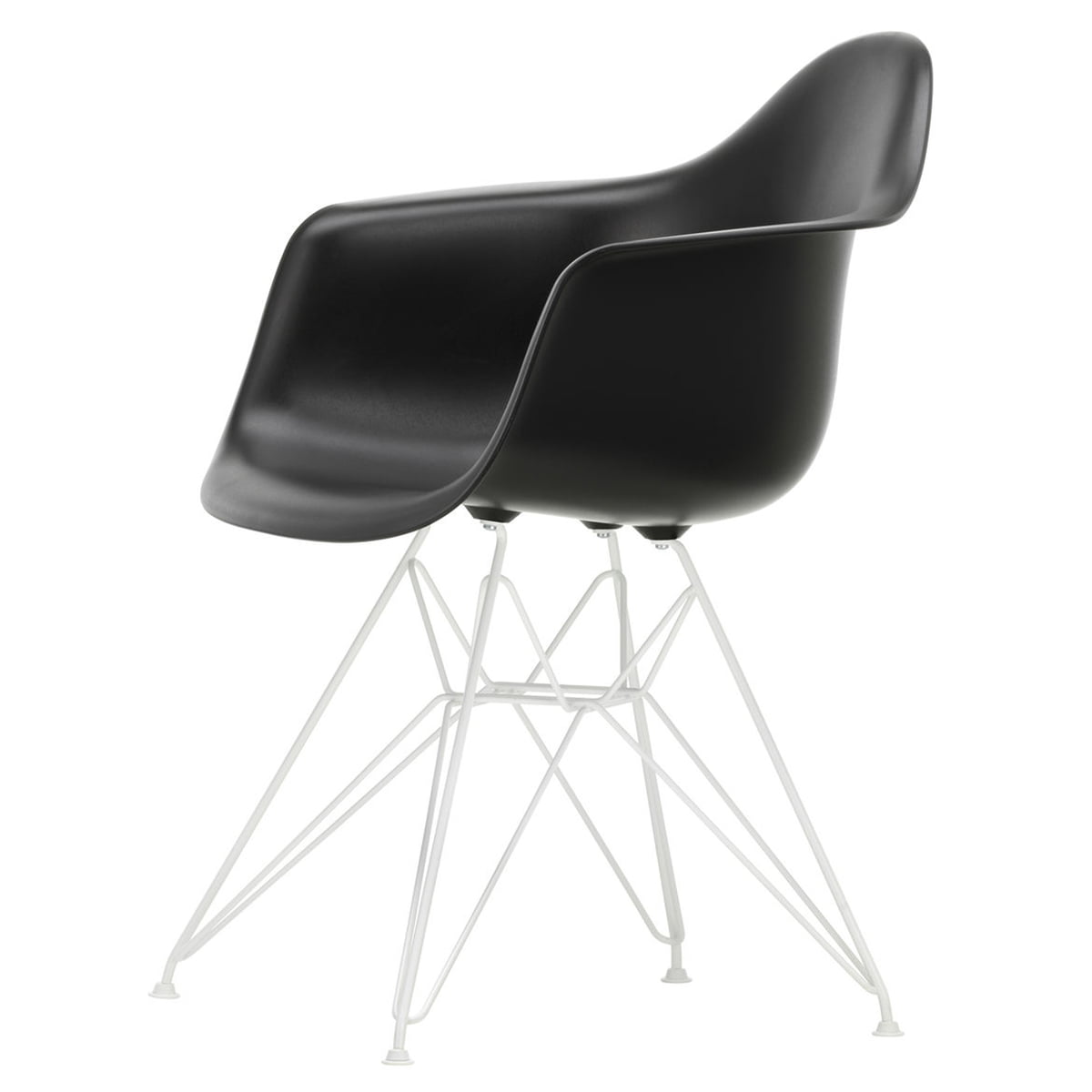 Vitra - Eames Plastic Armchair DAR, weiß / tiefschwarz (Filzgleiter weiß) im Sale