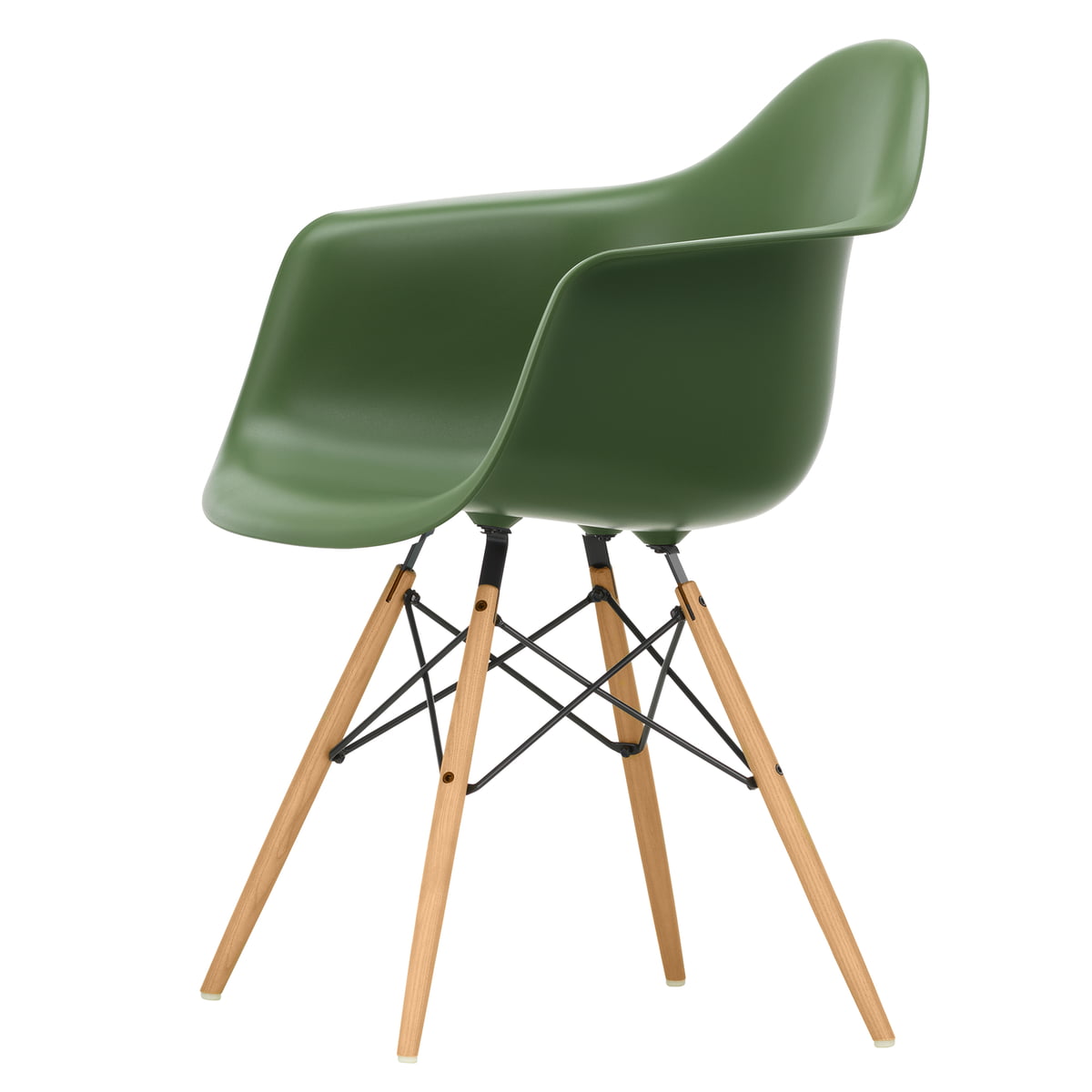 Vitra - Eames Plastic Armchair DAW, Esche honigfarben / forest (Filzgleiter weiß) im Sale