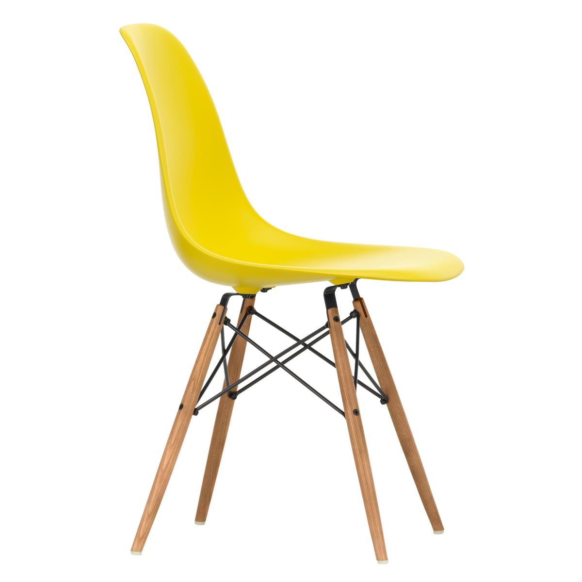 Vitra - Eames Plastic Side Chair DSW, Esche honigfarben / sunlight (Filzgleiter weiß) im Sale