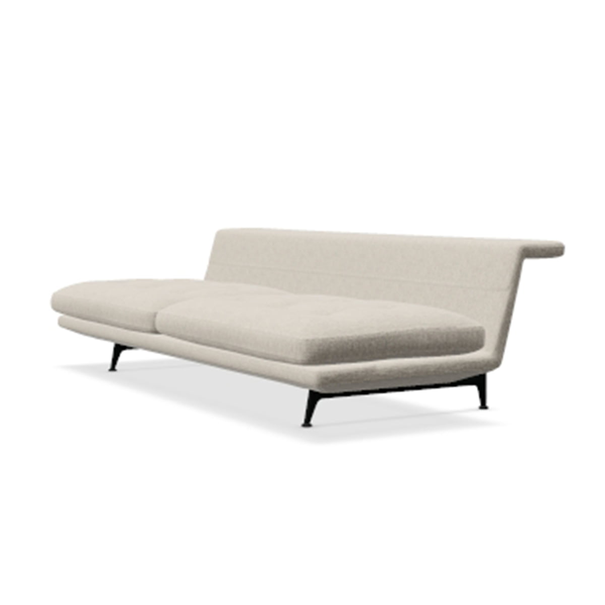 Vitra - Grand Sofà 3-Sitzer, beidseitig bündig, Untergestell basic dark / Beige (Corsaro stone melange 05) (Polster geheftet) im Sale